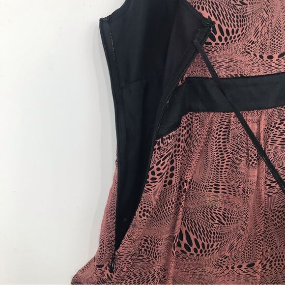 Express Black Mauve Silk Graphic Design Chiffon Baby Doll Tank Blouse - Picture 9 of 11